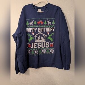 Port and Company Blue Christmas Sweater